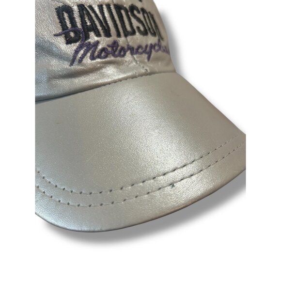 Harley Davidson Silver Leather Baseball Hat Embroidered Ladies - Picture 3 of 8